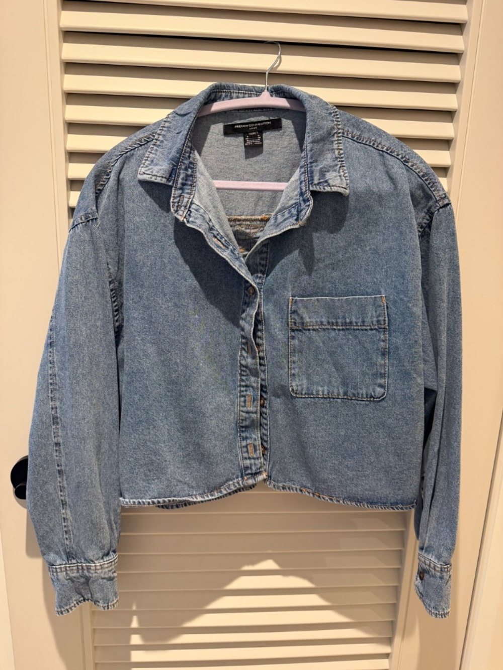 French Connection Oversized Cropped Denim Shirt – Size M